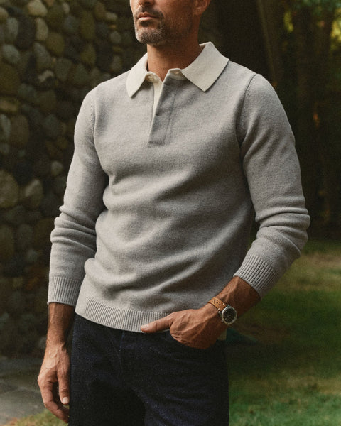 Taylor Stitch The Rugby Sweater - Heather Grey Merino - nineNORTH