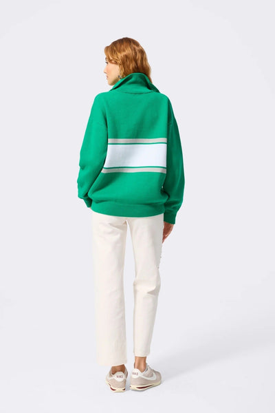 Terez Philadelphia Eagles Logo Stripe Quarter Zip Sweater in Vintage Kelly Green - nineNORTH | Men's & Women's Clothing Boutique