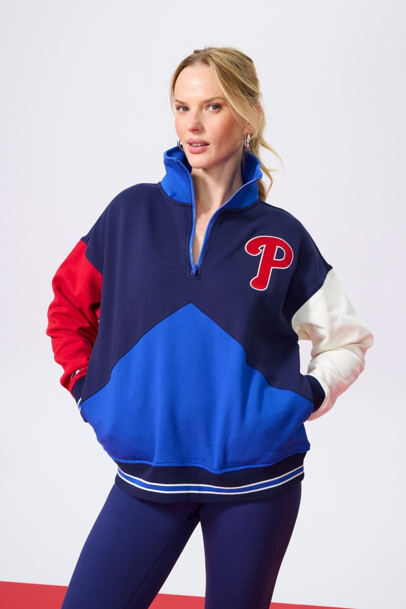 Terez Phillies Colorblock Quarter Zip Sweatshirt - nineNORTH | Men's & Women's Clothing Boutique