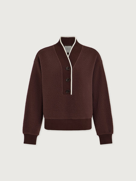 Varley Brenna Button-Neck Fleece - Deep Mahogany - nineNORTH