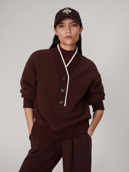 Varley Brenna Button-Neck Fleece - Deep Mahogany - nineNORTH