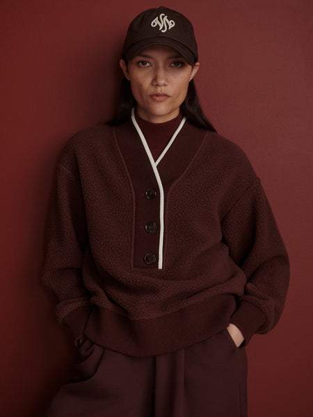 Varley Brenna Button-Neck Fleece - Deep Mahogany - nineNORTH