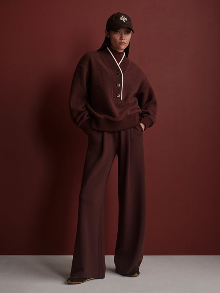 Varley Brenna Button-Neck Fleece - Deep Mahogany - nineNORTH