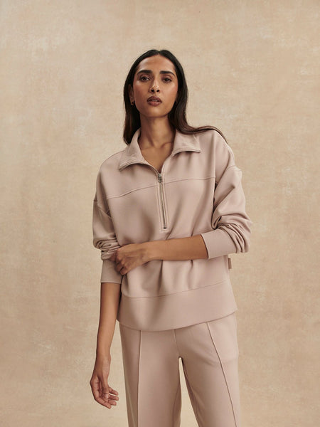 Varley Kayleigh Half Zip Sweat - Mushroom - nineNORTH | Men's & Women's Clothing Boutique