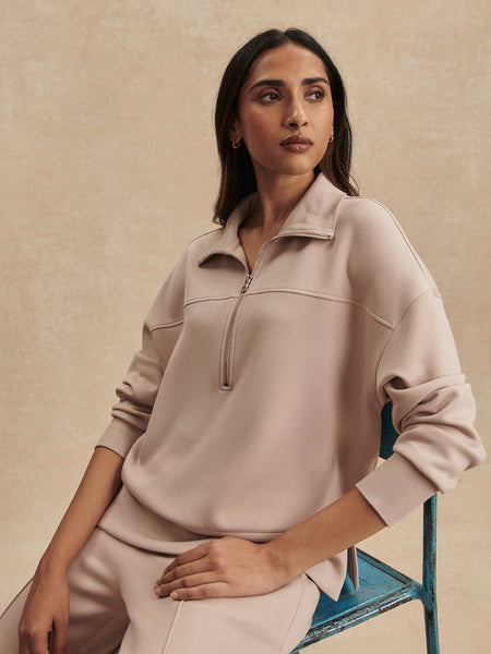 Varley Kayleigh Half Zip Sweat - Mushroom - nineNORTH | Men's & Women's Clothing Boutique