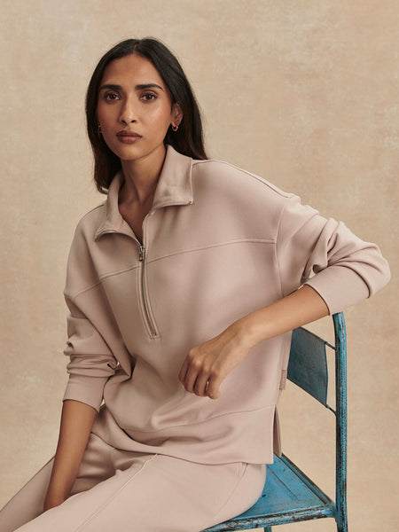 Varley Kayleigh Half Zip Sweat - Mushroom - nineNORTH | Men's & Women's Clothing Boutique