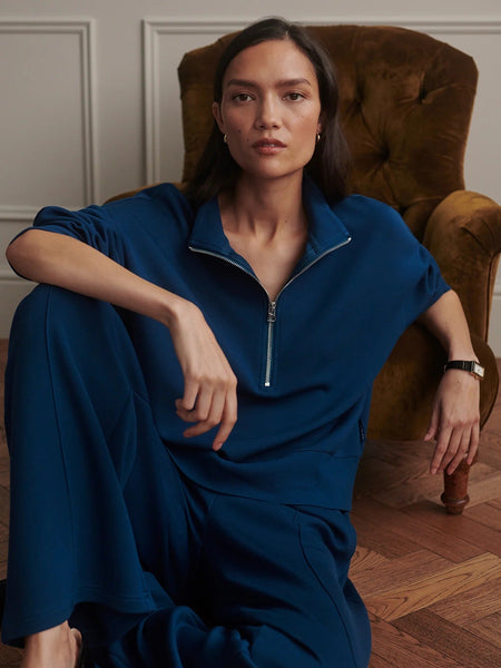 Varley Mavis Mock Neck Sweat - Sea Blue - nineNORTH | Men's & Women's Clothing Boutique