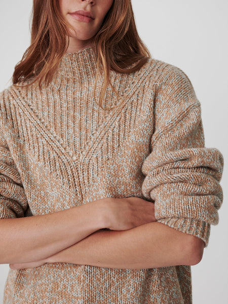 Varley Rosalind High-Neck Sweater - Mid Tan Fleck - nineNORTH
