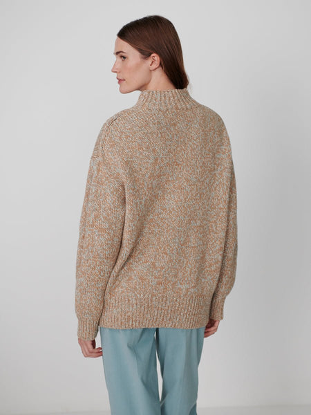 Varley Rosalind High-Neck Sweater - Mid Tan Fleck - nineNORTH
