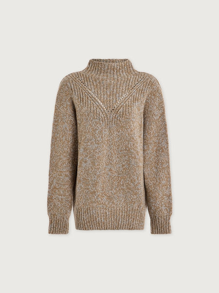 Varley Rosalind High-Neck Sweater - Mid Tan Fleck - nineNORTH