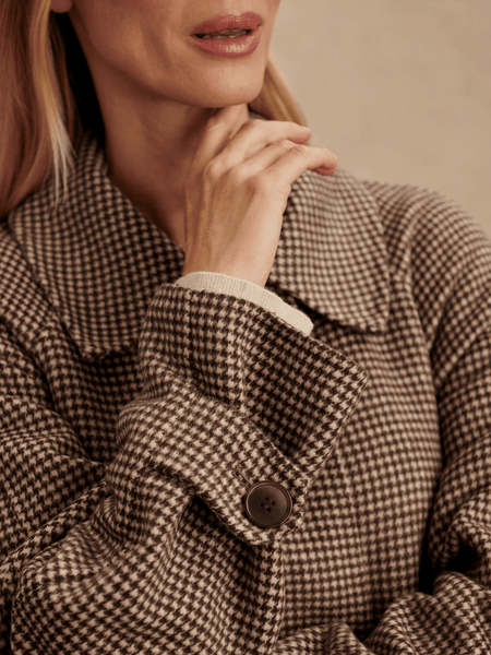 Varley Tomlinson Belted Long Coat / Deep Taupe & Sandshell Micro Puppytooth - nineNORTH | Men's & Women's Clothing Boutique