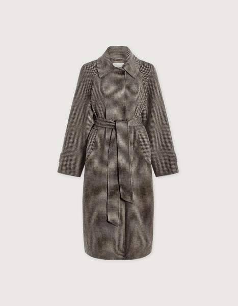 Varley Tomlinson Belted Long Coat / Deep Taupe & Sandshell Micro Puppytooth - nineNORTH | Men's & Women's Clothing Boutique