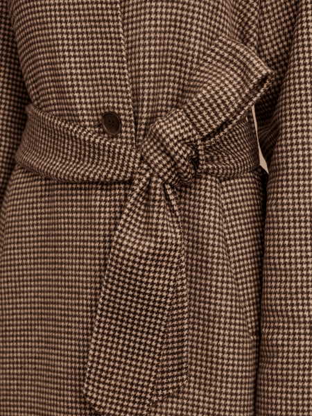 Varley Tomlinson Belted Long Coat / Deep Taupe & Sandshell Micro Puppytooth - nineNORTH | Men's & Women's Clothing Boutique