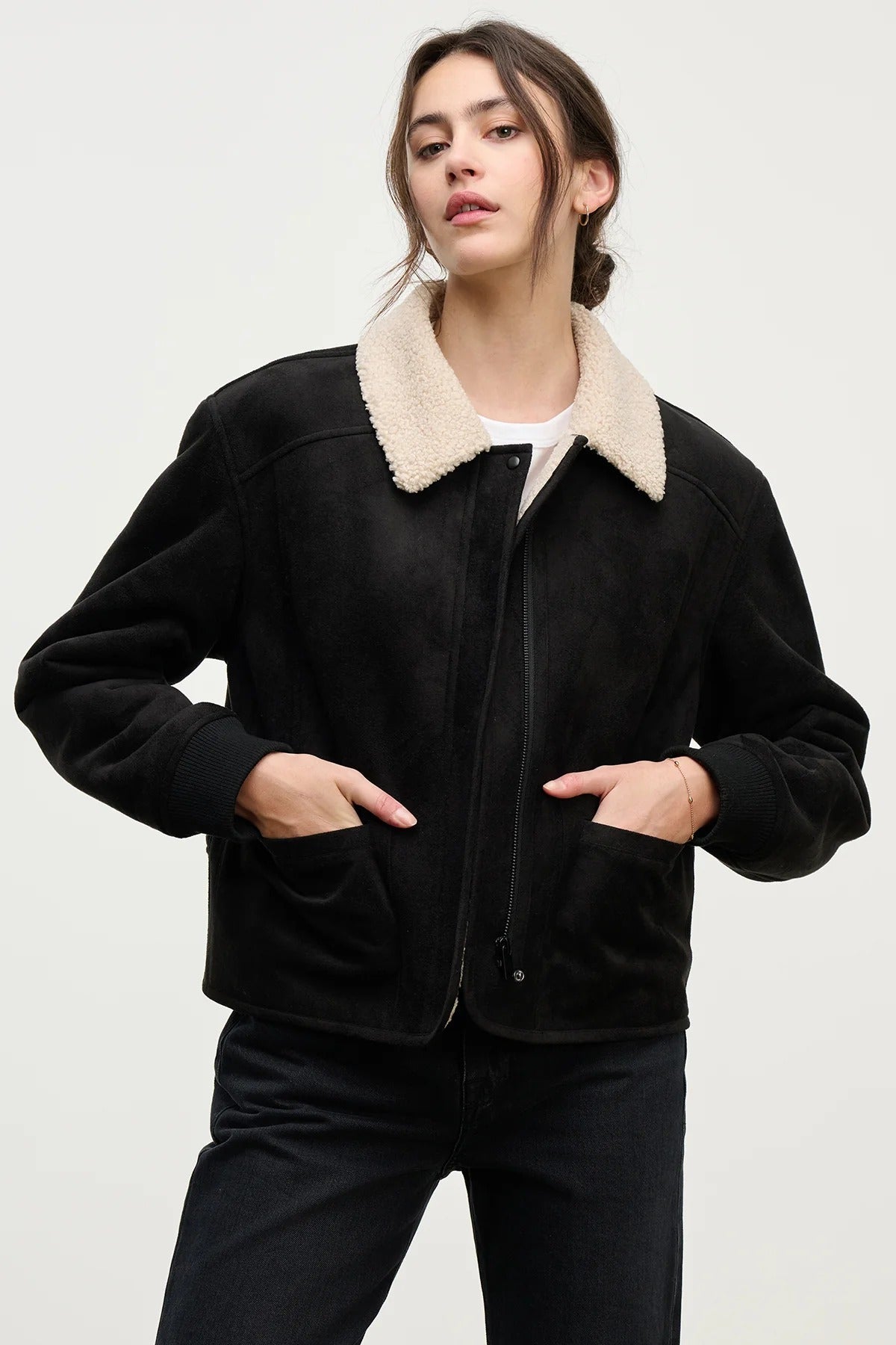 Velvet Juno Sherpa Jacket / Black & Cream - nineNORTH | Men's & Women's Clothing Boutique