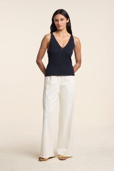 Velvet Lorena Sleeveless Cotton Linen Top - Navy - nineNORTH | Men's & Women's Clothing Boutique