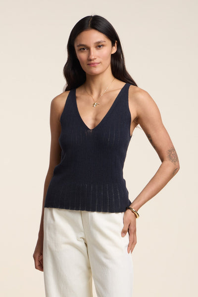 Velvet Lorena Sleeveless Cotton Linen Top - Navy - nineNORTH | Men's & Women's Clothing Boutique