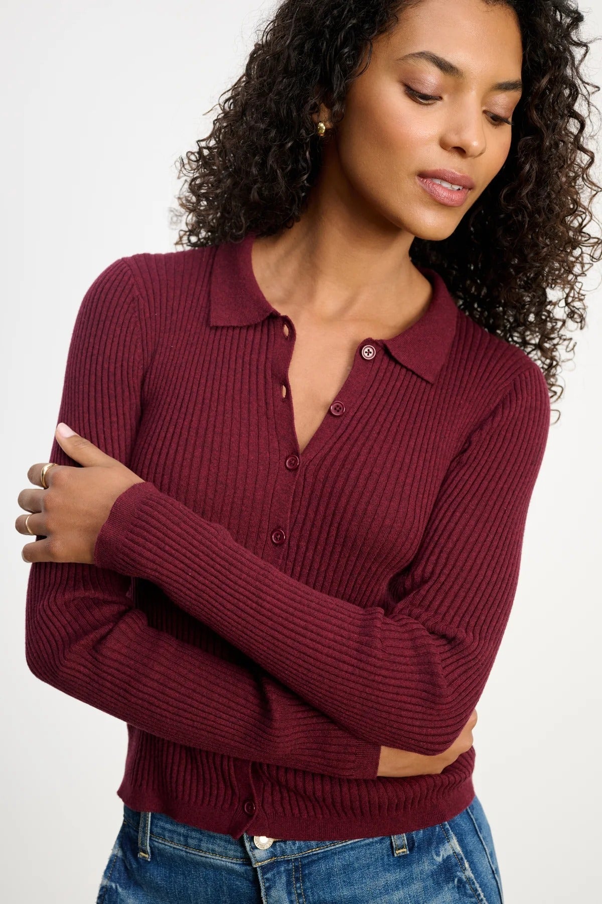 Velvet Nikki Cotton Cashmere Sweater Polo / Syrah - nineNORTH | Men's & Women's Clothing Boutique