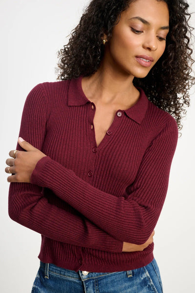 Velvet Nikki Cotton Cashmere Sweater Polo / Syrah - nineNORTH | Men's & Women's Clothing Boutique