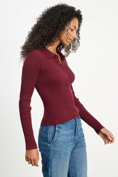 Velvet Nikki Cotton Cashmere Sweater Polo / Syrah - nineNORTH | Men's & Women's Clothing Boutique