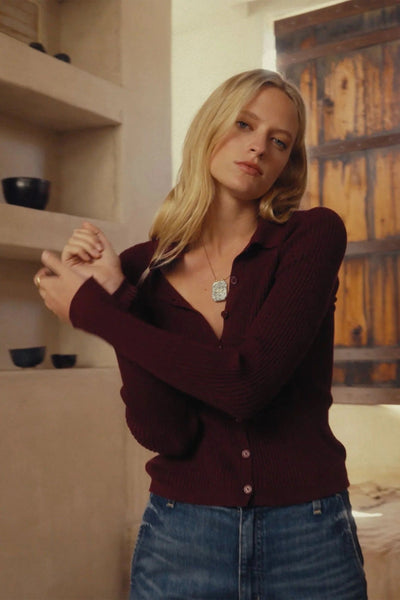 Velvet Nikki Cotton Cashmere Sweater Polo / Syrah - nineNORTH | Men's & Women's Clothing Boutique