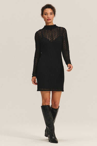 Velvet Rebecca Long Sleeve Mock Neck Dress / Black - nineNORTH | Men's & Women's Clothing Boutique