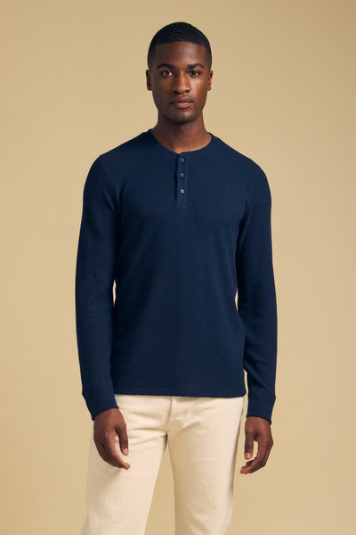 Velvet Roen Brushed Thermal Henley - Navy - nineNORTH