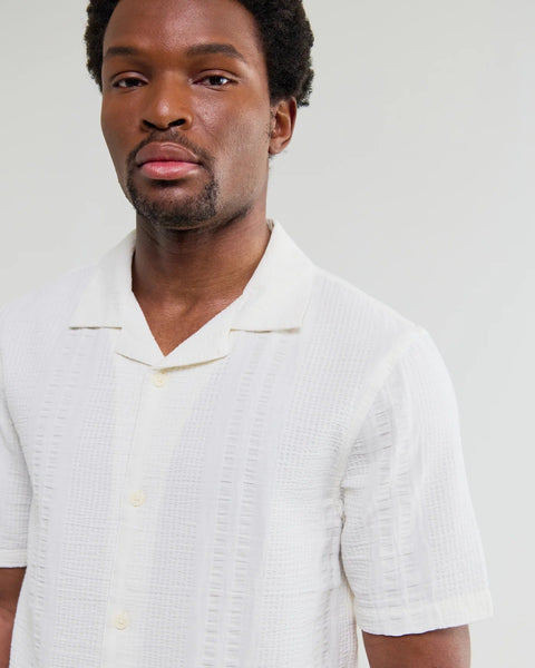 Wax London Didcot - Ecru Double - Weave Seersucker Short - Sleeve Shirt - nineNORTH | Men's & Women's Clothing Boutique
