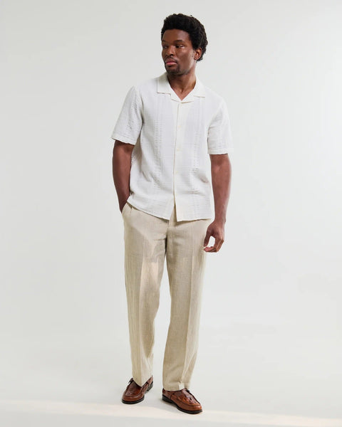 Wax London Didcot - Ecru Double - Weave Seersucker Short - Sleeve Shirt - nineNORTH | Men's & Women's Clothing Boutique