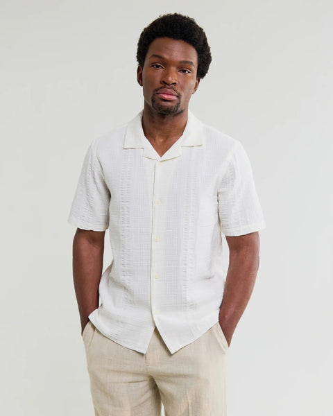 Wax London Didcot - Ecru Double - Weave Seersucker Short - Sleeve Shirt - nineNORTH | Men's & Women's Clothing Boutique