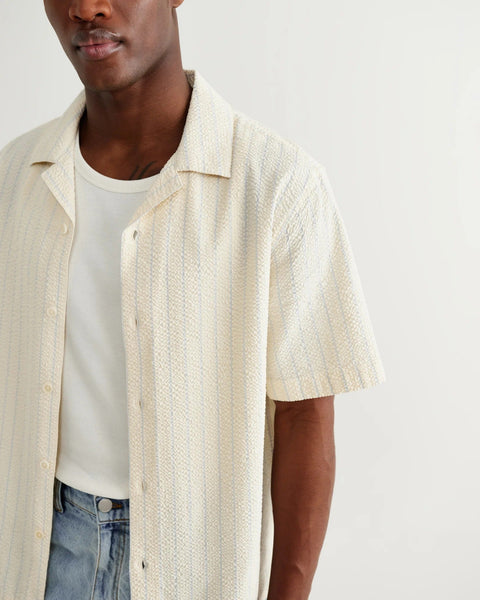 Wax London Didcot - Ecru Double-Weave Seersucker Short-Sleeve Shirt - nineNORTH | Men's & Women's Clothing Boutique