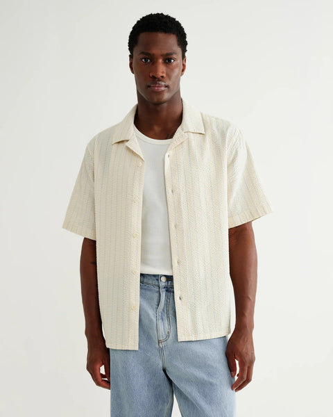 Wax London Didcot - Ecru Double-Weave Seersucker Short-Sleeve Shirt - nineNORTH | Men's & Women's Clothing Boutique