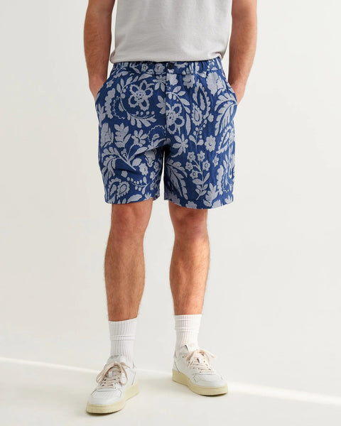 Wax London Kurt - Blue And Ecru Floral Jacquard Shorts - nineNORTH | Men's & Women's Clothing Boutique