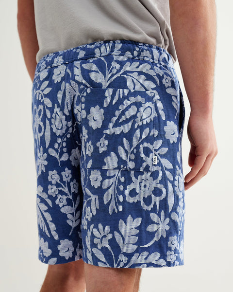 Wax London Kurt - Blue And Ecru Floral Jacquard Shorts - nineNORTH | Men's & Women's Clothing Boutique