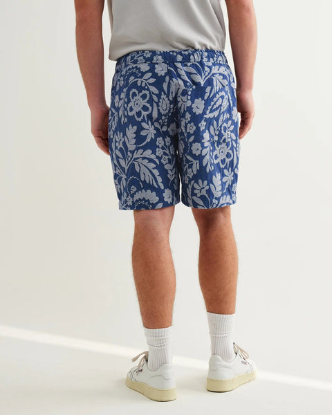 Wax London Kurt - Blue And Ecru Floral Jacquard Shorts - nineNORTH | Men's & Women's Clothing Boutique