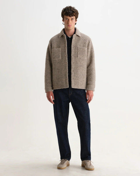 Wax London Mount Reversible Boucle Wool Overshirt - Natural - nineNORTH