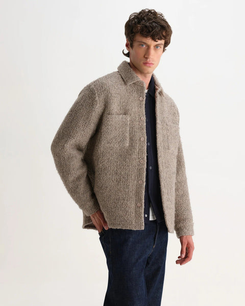 Wax London Mount Reversible Boucle Wool Overshirt - Natural - nineNORTH