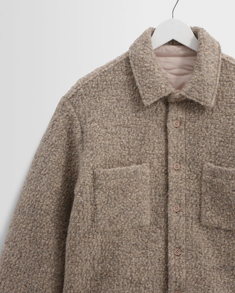 Wax London Mount Reversible Boucle Wool Overshirt - Natural - nineNORTH