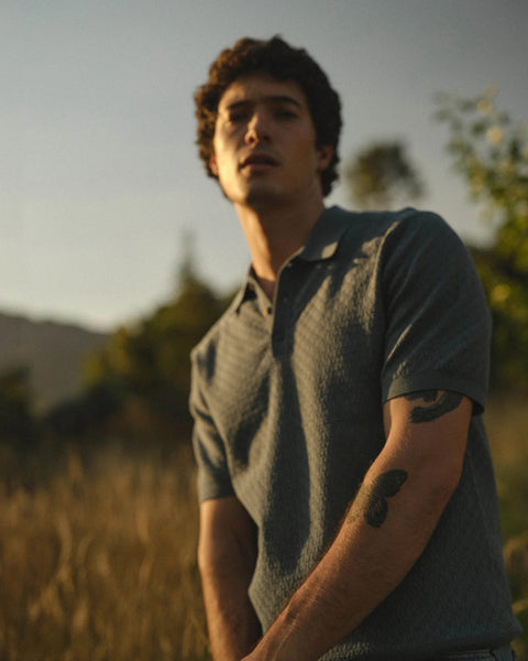Wax London Naples - Pale Blue Retro Diamond Knitted Polo - nineNORTH | Men's & Women's Clothing Boutique