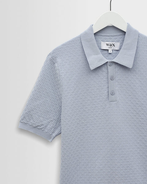 Wax London Naples - Pale Blue Retro Diamond Knitted Polo - nineNORTH | Men's & Women's Clothing Boutique
