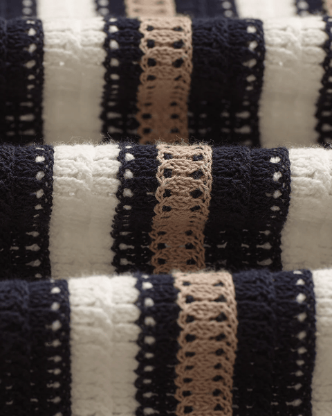 Wax London Porto - Ecru And Black Stripe Crochet Knitted Shirt - nineNORTH | Men's & Women's Clothing Boutique