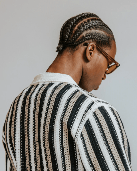 Wax London Porto - Ecru And Black Stripe Crochet Knitted Shirt - nineNORTH | Men's & Women's Clothing Boutique