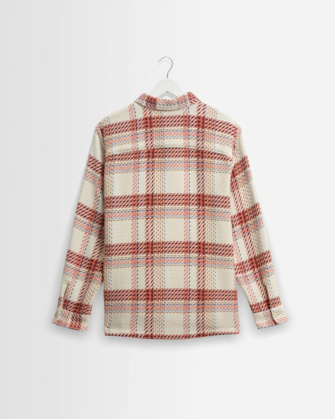 Wax London Whiting - Ecru And Red Plaid Weave Overshirt - nineNORTH | Men's & Women's Clothing Boutique