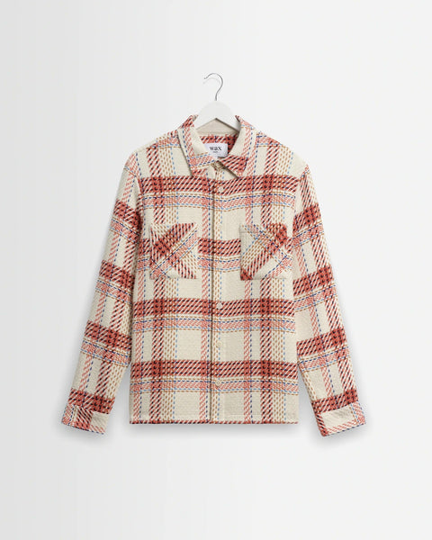 Wax London Whiting - Ecru And Red Plaid Weave Overshirt - nineNORTH | Men's & Women's Clothing Boutique