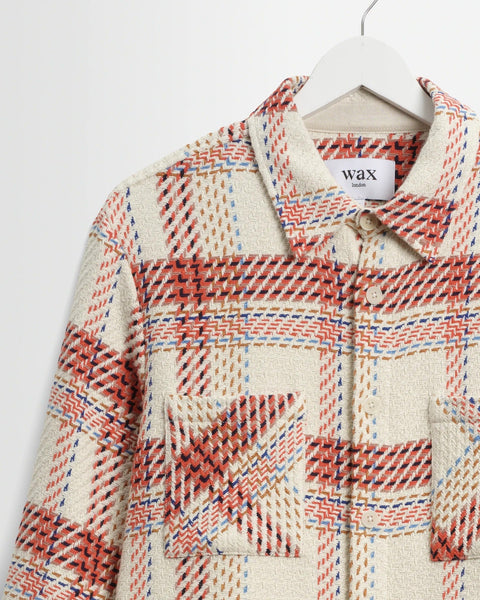 Wax London Whiting - Ecru And Red Plaid Weave Overshirt - nineNORTH | Men's & Women's Clothing Boutique