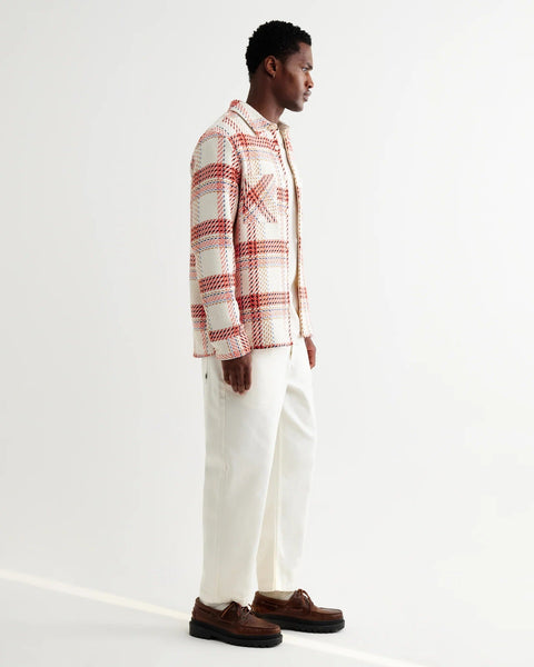 Wax London Whiting - Ecru And Red Plaid Weave Overshirt - nineNORTH | Men's & Women's Clothing Boutique