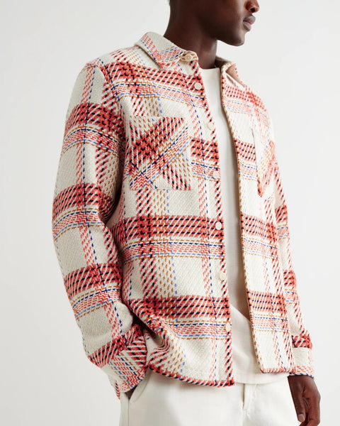 Wax London Whiting - Ecru And Red Plaid Weave Overshirt - nineNORTH | Men's & Women's Clothing Boutique