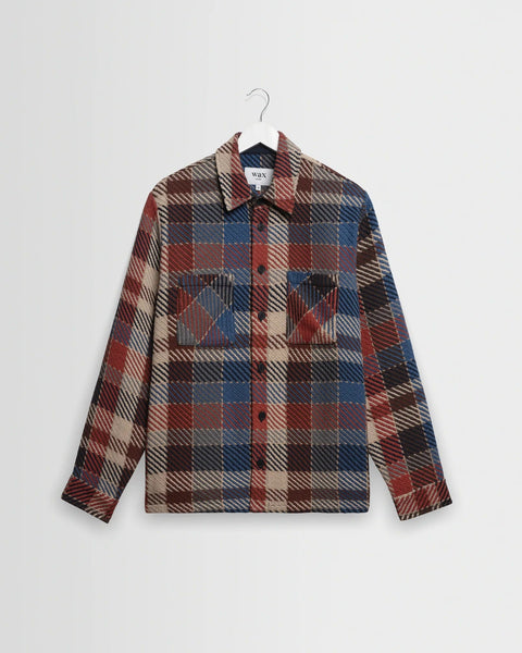 Wax London Whiting Overshirt - Rust & Multicolor Pike Check - nineNORTH