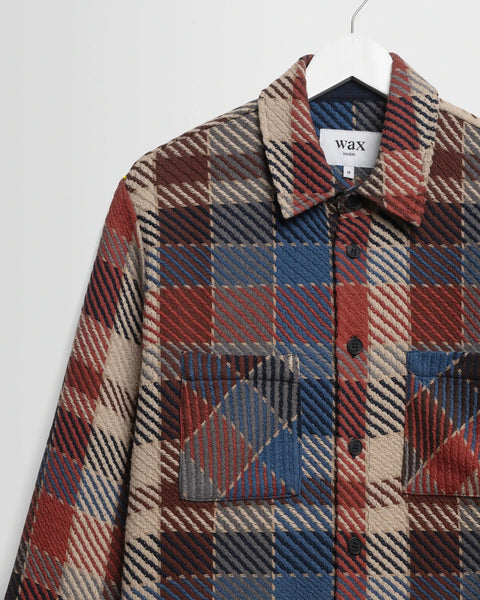Wax London Whiting Overshirt - Rust & Multicolor Pike Check - nineNORTH