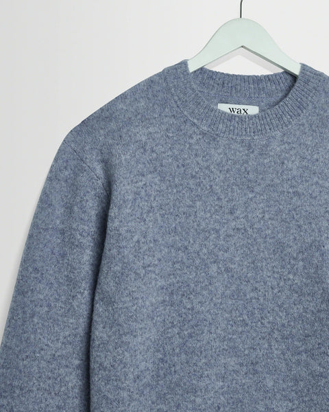 Wax Wilde Fluffy Wool Crewneck Sweater - Pale Blue - nineNORTH