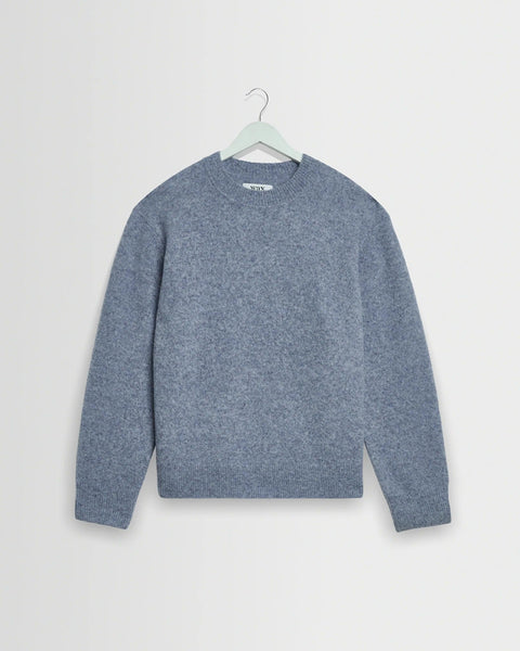 Wax Wilde Fluffy Wool Crewneck Sweater - Pale Blue - nineNORTH